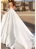 Sexy See-Through A-Line Wedding Dress Lace Long Sleeves Glamorous Backless Bridal Gowns Illusion Detail with Sweep Train