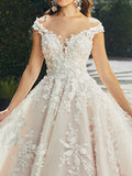 Sexy See-Through A-Line Wedding Dress V-neck Lace Tulle Sleeveless Bridal Gowns in Color with Chapel Train