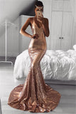 Sexy Sequined Mermaid Prom Dreses | V-Neck Sleeveless Evening Dress