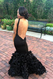 Sexy Sheath Prom Dresses with Flowers Backless Long Evening Gowns ce080