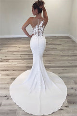 Sexy Sleeveless Mermaid Wedding Dresses | Scoop Flowers Bridal Gowns with Buttons