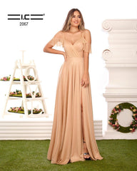 Sexy Spaghetti Straps V-neck Prom Dress with Ruffles Online