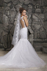 Sexy Wedding Gowns Beading Appliques Spaghetti Straps Court Train Mermaid Wedding Dresses