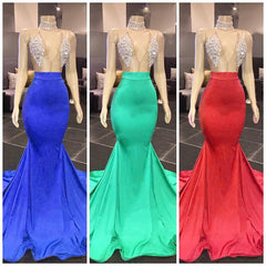 Sexy Yellow Halter Backless Prom Dress Long Mermaid With Crystals