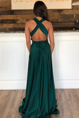 Sheath Green Side-Split V-neck Floor-Length Excellent Evening Dresses