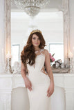 Sheer Back Lace Buttons Wedding Dress Mermaid Sleeveless Sexy Bridal Gowns BA3691