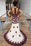 Sheer Long Sleeves Mermaid Tulle Long Evening Gowns Popular Beaded Appliques Prom Dress