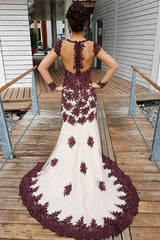 Sheer Long Sleeves Mermaid Tulle Long Evening Gowns Popular Beaded Appliques Prom Dress