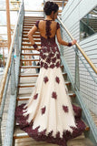 Sheer Long Sleeves Mermaid Tulle Long Evening Gowns Popular Beaded Appliques Prom Dress