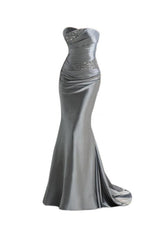 Silver Mermaid Sexy Long Evening Dresses with Sparkly Sequins Long Train Bridesmaid Dresses LFC036