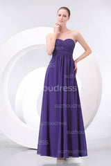 Simple Bridesmaid Dresses Navy Blue Sweetheart Sleeveless Floor Length Chiffon A Line Zipper Prom Gowns ZPL0079