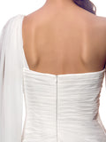 Simple Sheath Wedding Dress One Shoulder Chiffon Straps Country Vintage Bridal Gowns Sweep Train