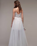 Simple Spaghetti Straps Tulle Lace Wedding Dress On Sale