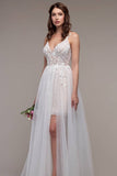 Simple Spaghetti Straps Tulle Lace Wedding Dress On Sale