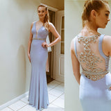 Sleeveless Floor-Length Beadings Long Glamorous Evening Dress