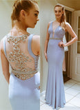 Sleeveless Floor-Length Beadings Long Glamorous Evening Dress