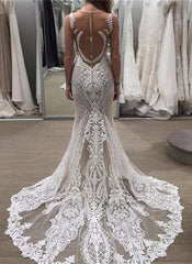 Sleeveless Lace Detachable-Train Illusion Zipper Delicate Wedding Dress BA4005