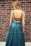 Sleeveless Ruffles A-Line Evening Gown | Floor-Length Zipper Evening Dresses On Sale