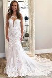 Spaghetti Straps Lace Mermaid Wedding Dresses | Open Back Bridal Gowns Online