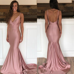 Spaghetti-Straps Mermaid Amazing Sweep-Train Prom Dresses