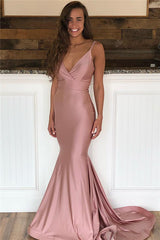 Spaghetti-Straps Mermaid Amazing Sweep-Train Prom Dresses