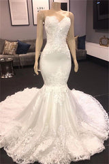 Strapless Lace Appliques Wedding Dresses | Sexy Mermaid Bridal Gowns