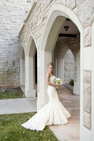 Strapless Mermaid Wedding Dresses Full Lace Popular Bride Dress without Sleeve