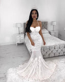 Straps Sexy Mermaid Wedding Dresses | Lace Appliques Wedding Dress