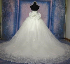 Stunning Gorgeous Sweetheart Wedding Gowns Lace-Up Bowknot Panel Train Bridal Dresses