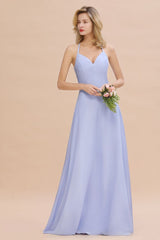 Stunning Halter Sleeveless V-Neck Long Elegant Bridesmaid Dress