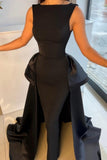 Stunning Long Black Formal Wears Classy Drom Dresses With Detachable Train