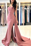 Stunning Long Classy Sleeveless Dusty Pink Formal Wears With Split Online