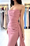 Stunning Long Classy Sleeveless Dusty Pink Formal Wears With Split Online