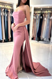 Stunning Long Classy Sleeveless Dusty Pink Formal Wears With Split Online