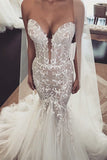 Stunning Sleeveless Lace Appliques Bridal Gown | Sweetheart Ruffles Mermaid Wedding Dresses