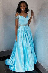 Stunning Spaghetti Straps Sleeveless Long Prom Dresses | A-Line Floor-Length Evening Gown On Sale