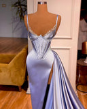 Stunning Split Front Sleeveless V-neck Spaghetti Strap Prom Dress