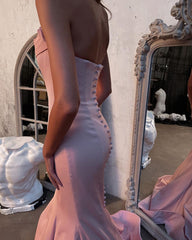 Stunning Strapless Pink Mermaid Prom Dress Sweetheart Evening Party Dress