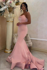 Stunning Strapless Pink Mermaid Prom Dress Sweetheart Evening Party Dress