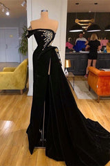 Stunning Strapless Split Front A-line Prom Dress With Beading