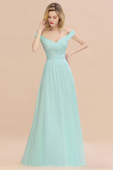 Stunning Sweetheart Ruffles Simple Prom Dresses Off the Shoulder aline Bridesmaid Dress