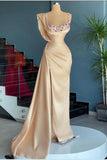 Stunning U-Neck Ruffle Satin Mermaid Prom Gown with Side Cape