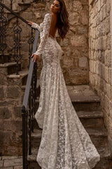 Stunning sweetheart longsleeves mermaid lace Bridal Gowns