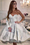 Stylish One Shoulder Floral Pattern Short Wedding Dress