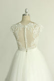 Stylish White Tulle Lace Wedding Dress | Appliques A-line Ruffles Bridal Gowns