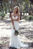 Summer Bohemian Wedding Dresses Straps Backless Mermaid Lace Bride Dress WE0052