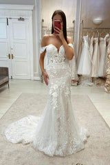 Suzhoufashion Amazing Off-the-Shoulder Mermaid Appliques Bridal Dresses Lace Appliques