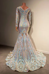 Suzhoufashion Beautiful Lace Long Sleeves Evening Dress With Train Long Mermaid