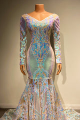 Suzhoufashion Beautiful Lace Long Sleeves Evening Dress With Train Long Mermaid