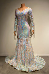 Suzhoufashion Beautiful Lace Long Sleeves Evening Dress With Train Long Mermaid